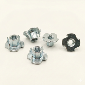 4-Pronged Zinc Plated Furniture Mounting Nut.